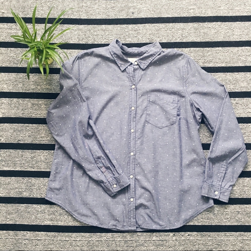 Long Sleeved Polka Dot Button Down Shirt